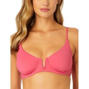 Anne Cole Womens V-Wire Elongated Underwire Bikini Top 38C/40B Pink Glo NWT $56